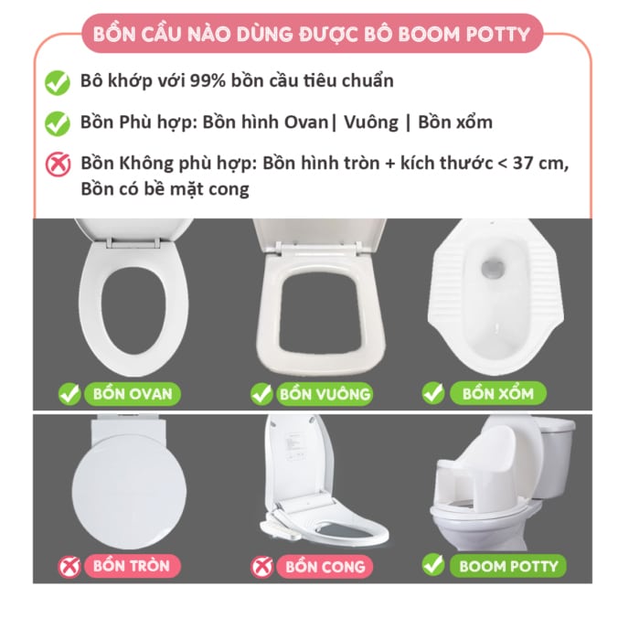 Bồn cầu nào phù hợp để dùng Boom Potty?