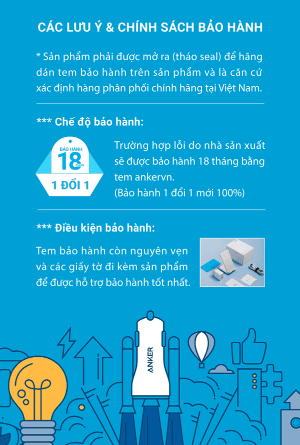 Lưu ý & Chính sách bảo hành sản phẩm Anker
