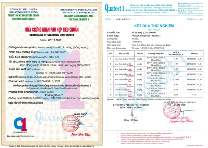 Giấy chứng nhận an toàn do sở y tế cấp