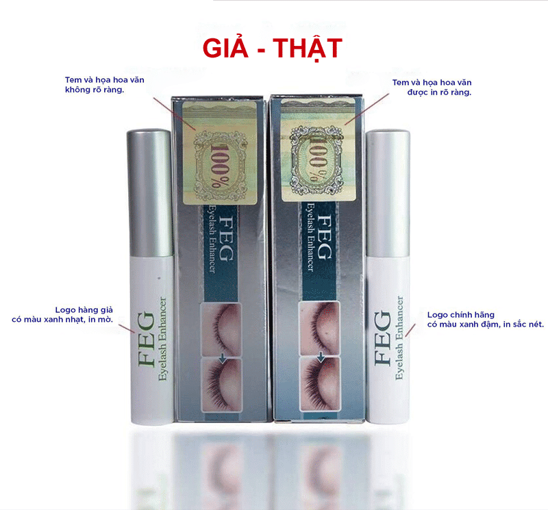 Phân biệt serum FEG thật giả qua tem và logo