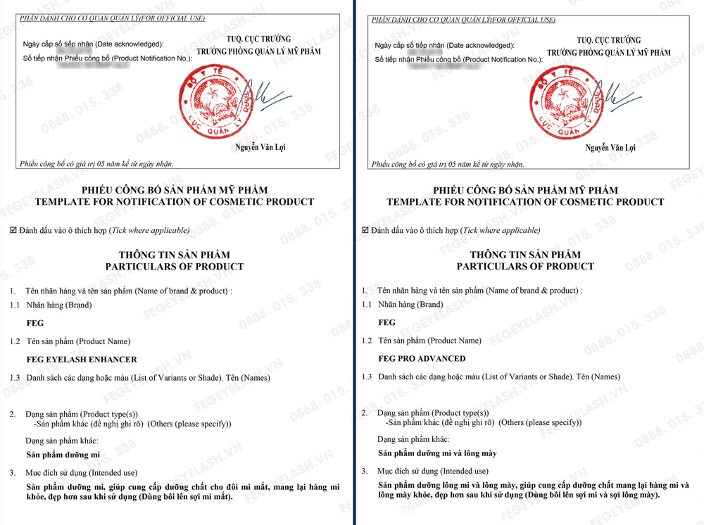Phiếu công bố và chứng nhận sản phẩm – Khách hàng hoàn toàn an tâm khi sử dụng sản phẩm chứng nhận đầy đủ!