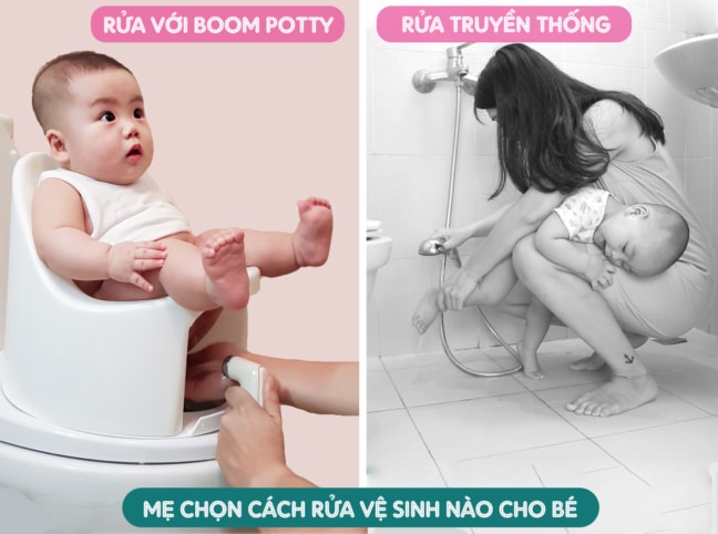 Các mẹ chọn cách rửa vệ sinh nào cho bé