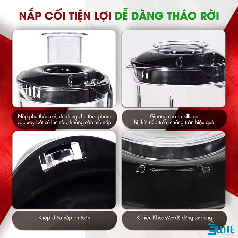 Nắp cối dễ dàng tháo rời