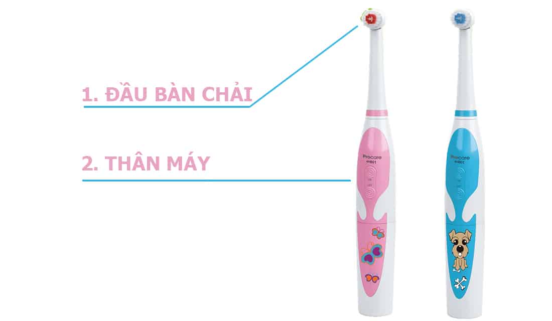 Cấu tạo bàn chải đánh răng điện dành cho bé