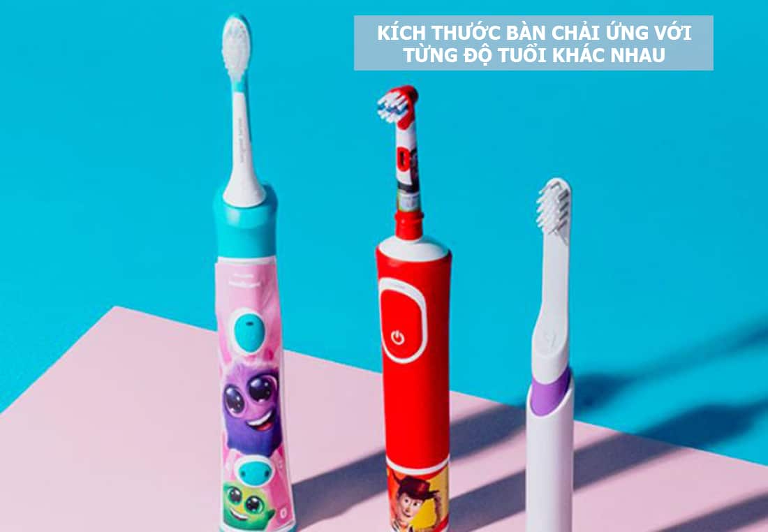Kích thước bàn chải đánh răng theo từng độ tuổi của trẻ